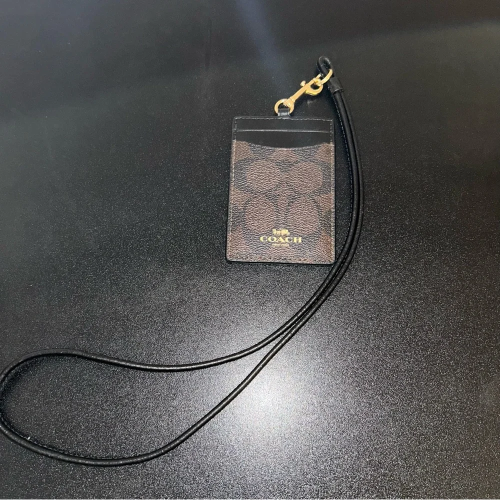 Coach Brown and Black Lanyard Card Holder NEW - Picture 6 of 8
